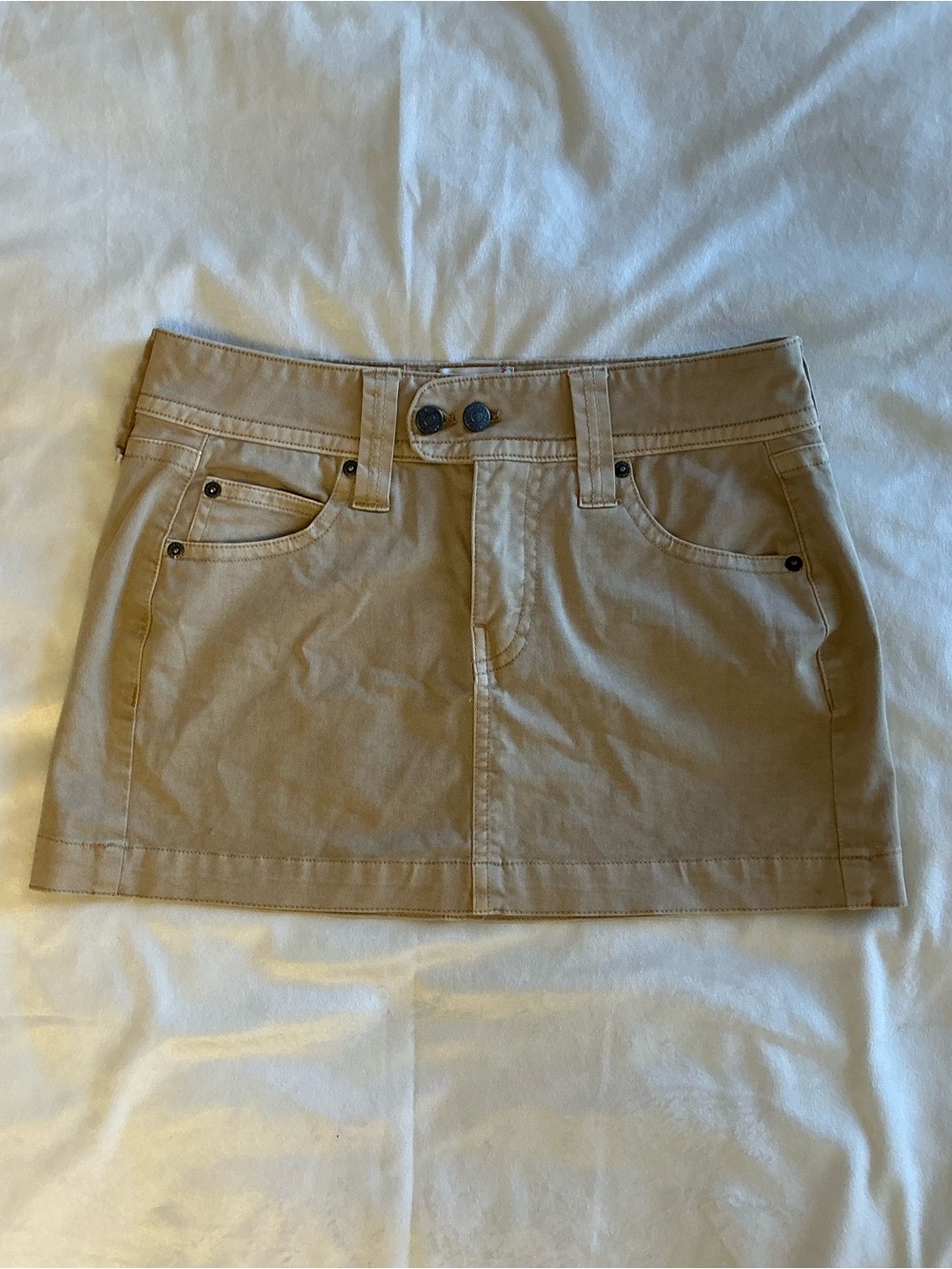 Tan Mini Denim Skirt